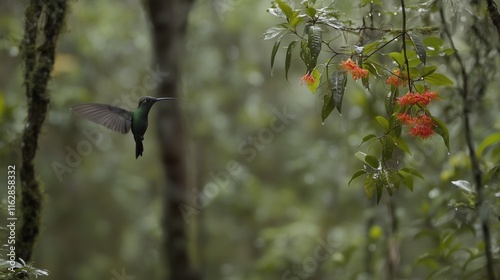 Hummingbird's Tryst With a Scarlet Blossom photo