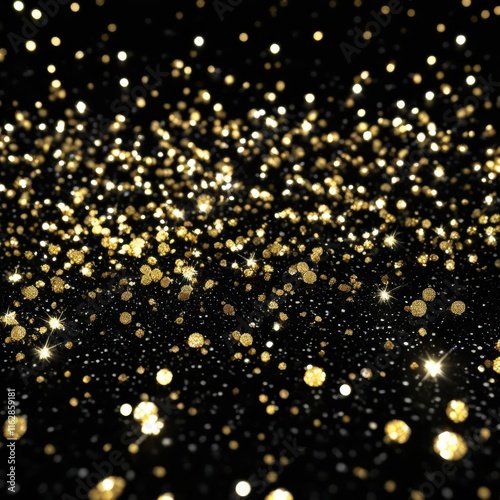 A glistening pile of golden dust with shimmering particles floating in the air