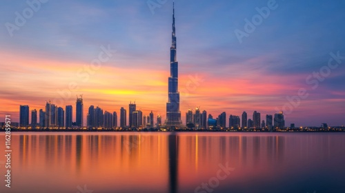 Scenic Sunrise Over City Skyline with Soft Lighting