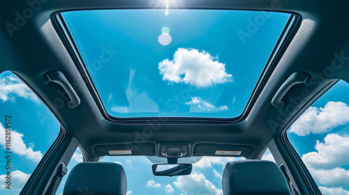 Luxury Panoramic Sunroof Car Interior with Modern Design and Open Air Experience