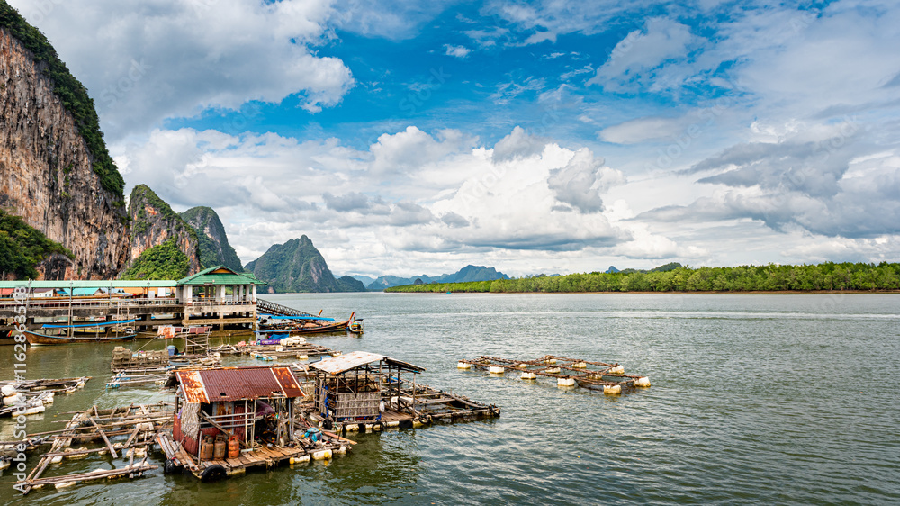 Village de pêcheurs traditionnel dans la province de Phang Nga, Thaïlande, Village de pêcheurs traditionnel dans la province de Phang Nga, Thaïlande,