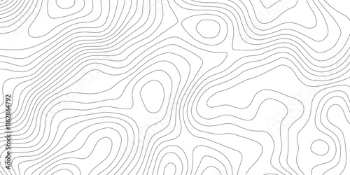 Topographic map background geographic line map,modern design with white background and black wave lines,luxury topographic wavy pattern and geographic grid map design .