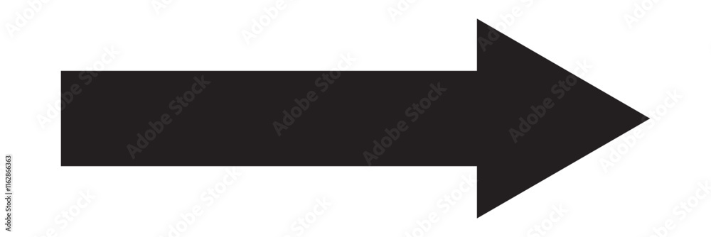 Thin black arrow pointing right. Long, straight-line arrow icon in white. Graphic illustration for direction symbols, up and down signs. Vector horizontal arrow variation isolated on white background Thin black arrow pointing right. Long, straight-line arrow icon in white. Graphic illustration for direction symbols, up and down signs. Vector horizontal arrow variation isolated on white background
