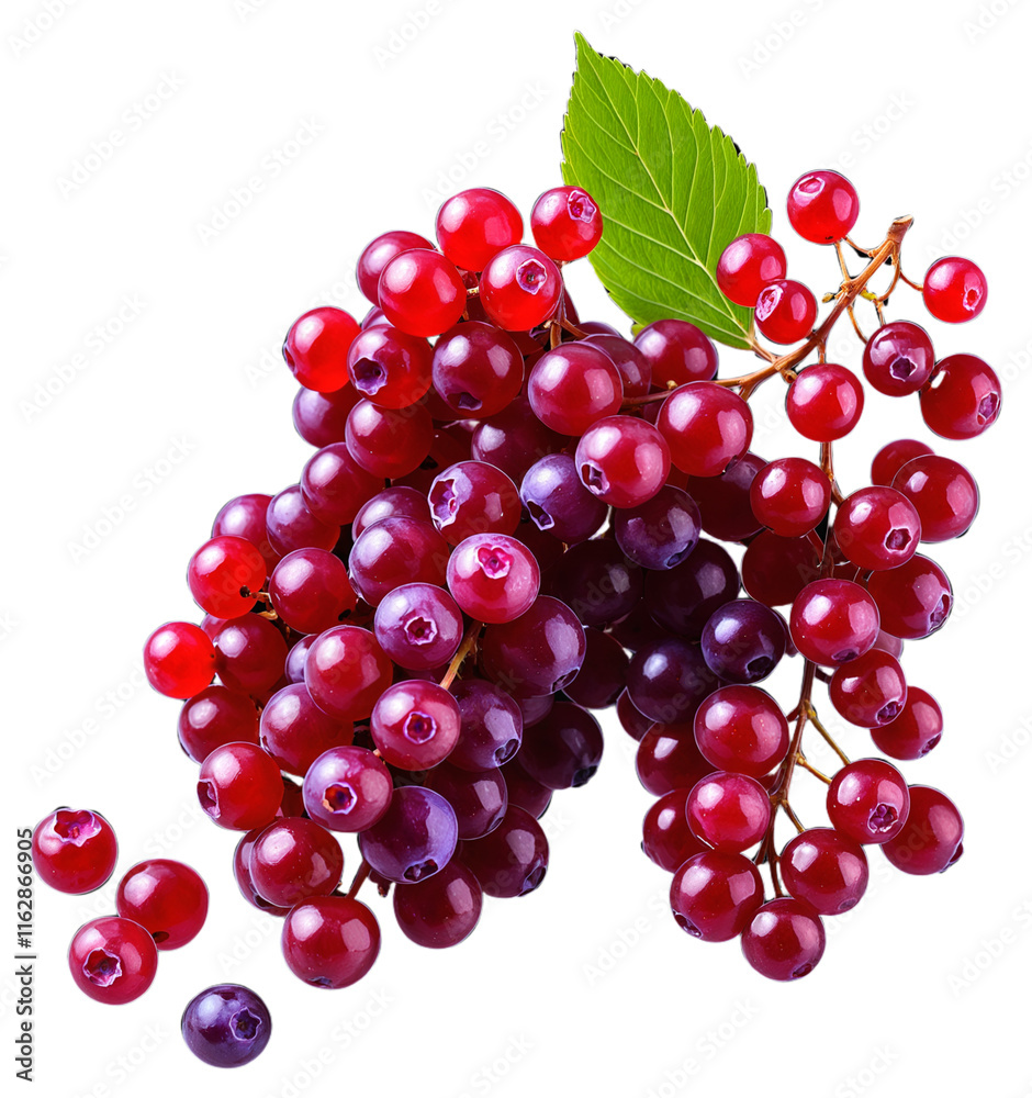 red currants with green leaves on a transparent background red currants with green leaves on a transparent background