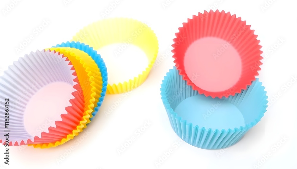 Colorful Paper Cupcake Liners: A Delightful Baking Scene Colorful Paper Cupcake Liners: A Delightful Baking Scene