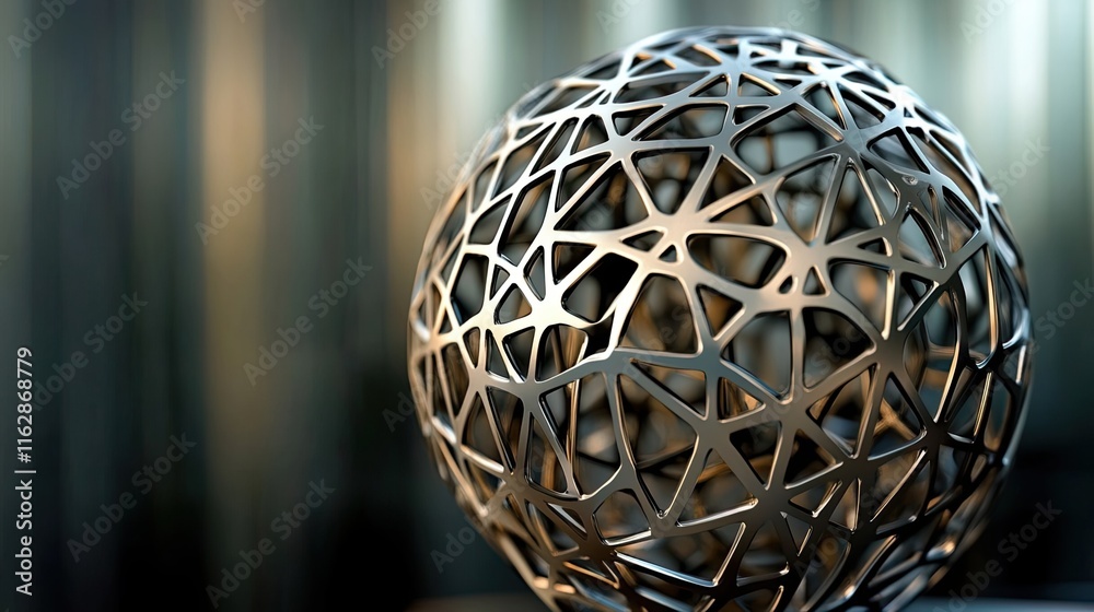 Abstract Metallic Sphere Geometric Design Abstract Metallic Sphere Geometric Design