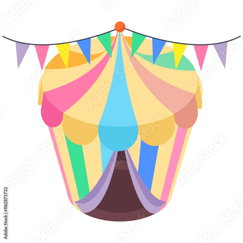 Colorful Circus Tent Isometric Illustration