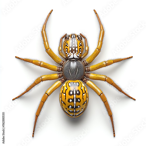 3D model of aspider on white background, bird eye view. photo