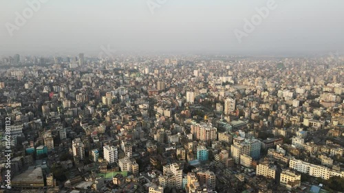 Aerial View of Dense Urban Landscape in Old Dhaka, Bangladesh