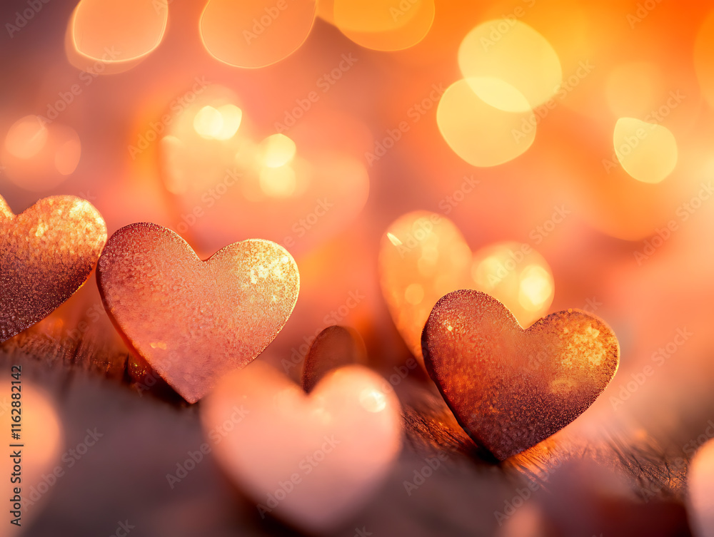 Valentine's hearts on bokeh background Valentine's hearts on bokeh background
