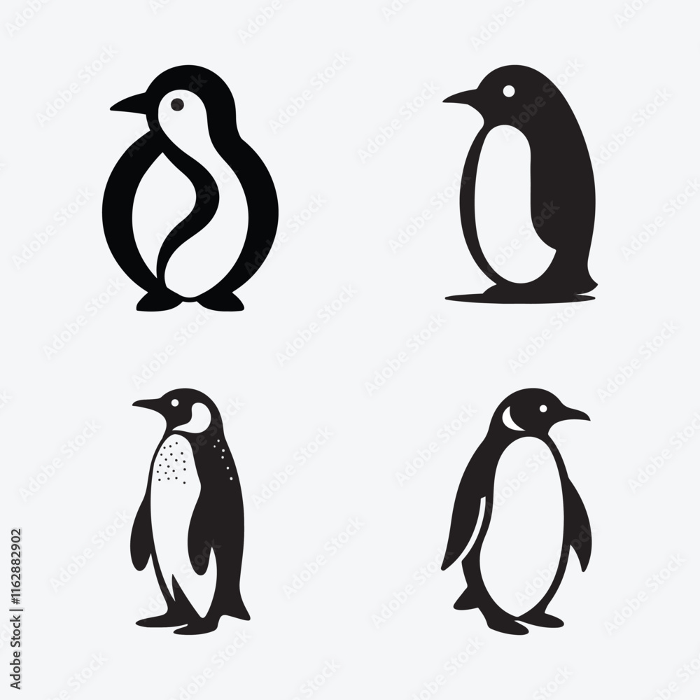 Fototapeta premium Penguin Vector Silhouette Stock Vector Image & Illustration Art
