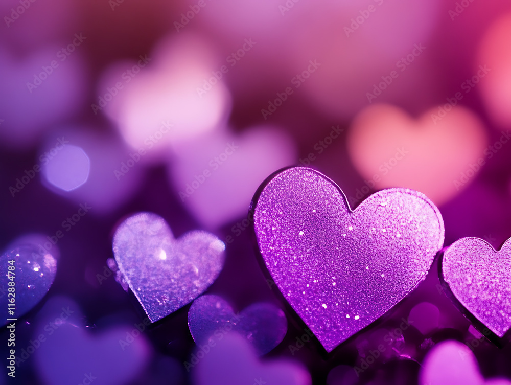 Fototapeta premium Valentine's hearts on bokeh background