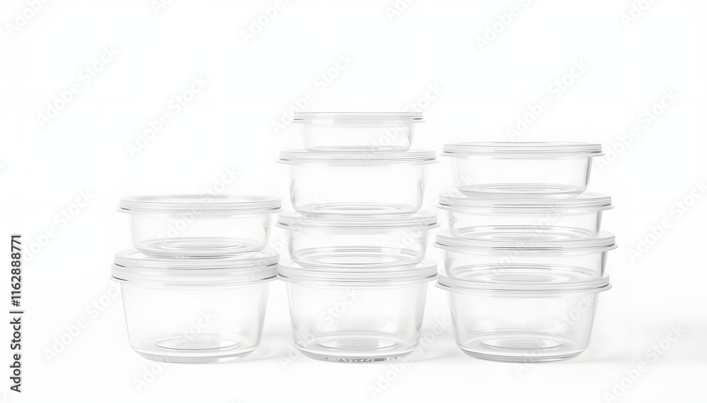 Stack of Clear Glass Food Containers: A Minimalist Kitchen Still Life Stack of Clear Glass Food Containers: A Minimalist Kitchen Still Life