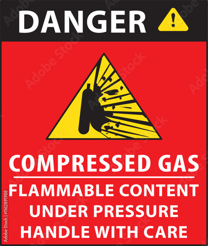 Compressed gas handle with care danger sign vector.eps