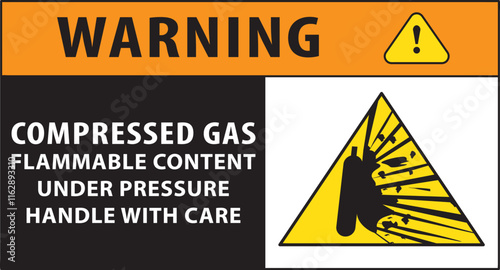 Flammable compressed gas warning notice vector.eps