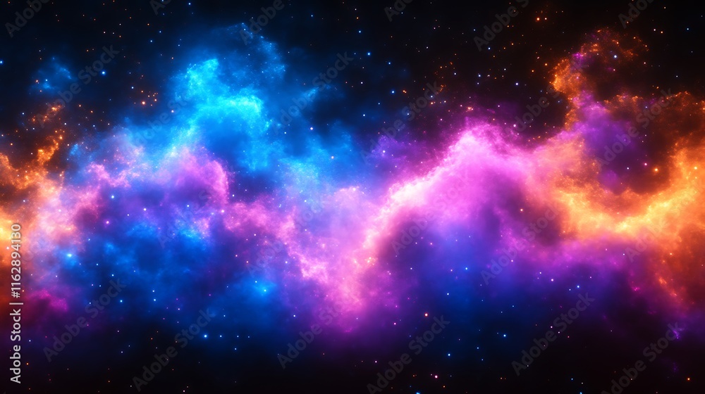 Fototapeta premium Cosmic Nebula Swirling Colors Across Space