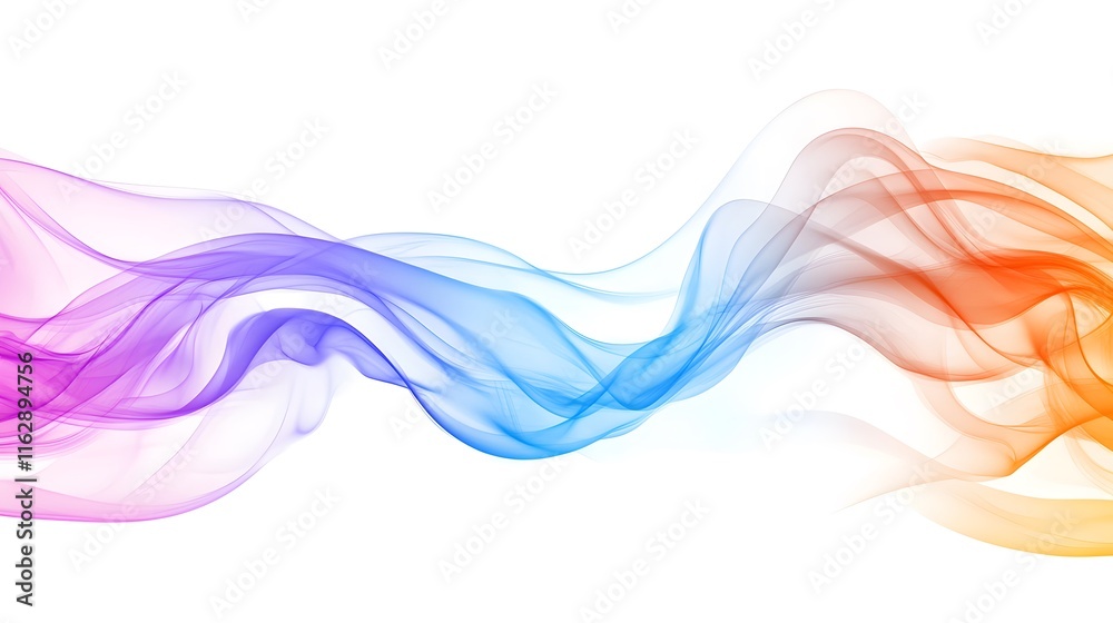 Colorful Abstract Waves Flowing Gracefully Across White Colorful Abstract Waves Flowing Gracefully Across White
