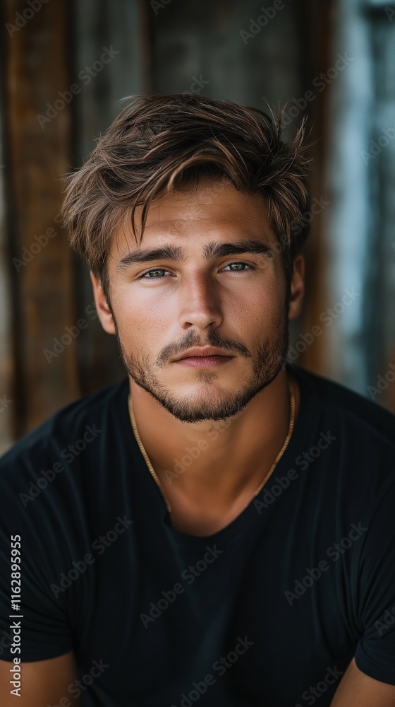 Fototapeta premium Casual style portrait of a male model with modern fashion influence for editorial and lifestyle design