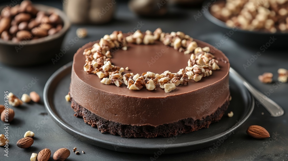 Decadent cheesecake with crunchy nut topping for gourmet dessert enthusiasts