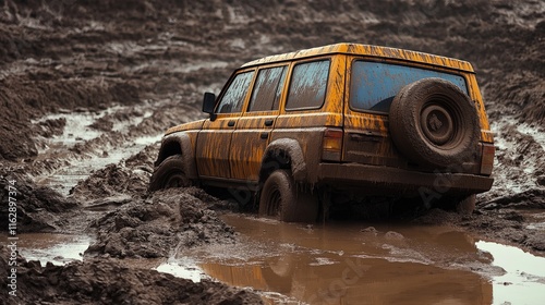 Off-road adventure challenges in muddy terrain for automotive enthusiasts photo