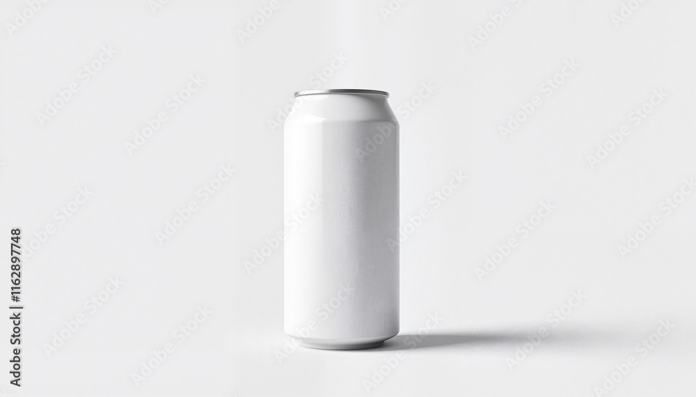 Blank aluminum can, minimalist design, copy space for branding and marketing Blank aluminum can, minimalist design, copy space for branding and marketing
