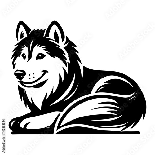 "Majestic and Energetic Husky Dog Vector Illustration Featuring Striking Blue Eyes, Thick Coat, and Bold Stance for a Powerful and Captivating Design"