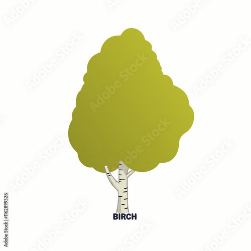 Birch tree icon, flat style stock illustration