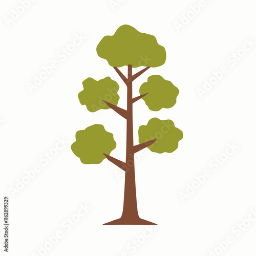 Pine tree icon, flat style stock illustration