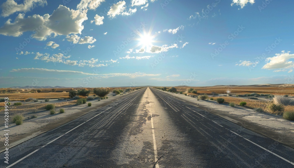 Naklejka premium Image of a long road, concept of new beginnings