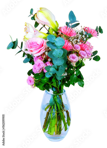 Obraz na płótnie Isolated flower arrangement in a glass vase w salonie