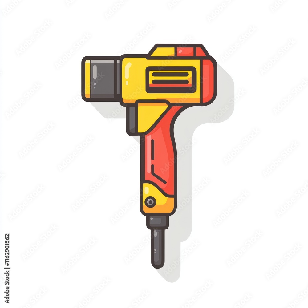 A Red and Yellow Handheld Power Tool Illustration A Red and Yellow Handheld Power Tool Illustration