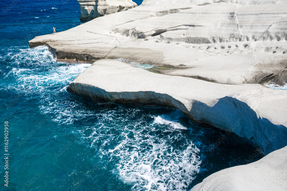 White chalk cliffs in Sarakiniko, Milos island, Cyclades, Greece