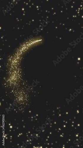 Gold Glitter Spiral Sprinkle Overlay Effect Celebration Vertical Video Effect Black Background 4k