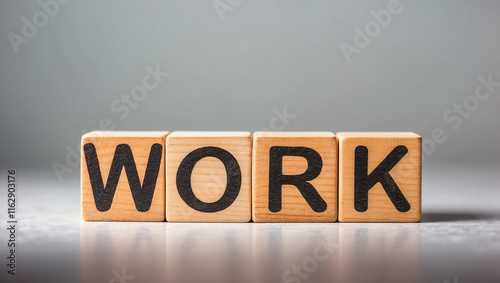 ext Work is written on wooden building blocks lying on white background photo