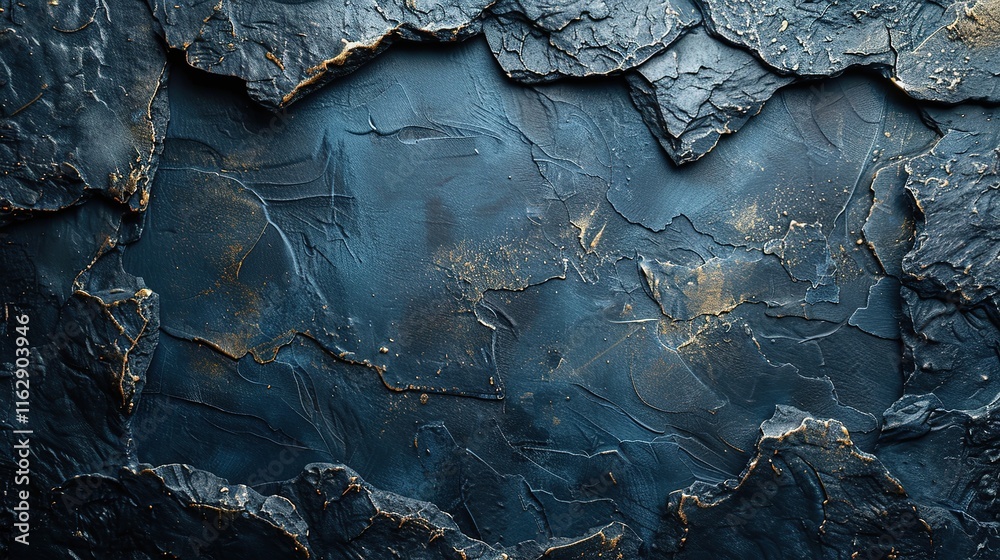 Fototapeta premium blue wall with stones background texture