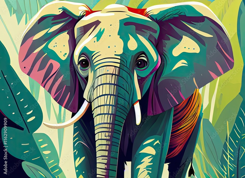 An Elefant in the Jubgle, pop art style