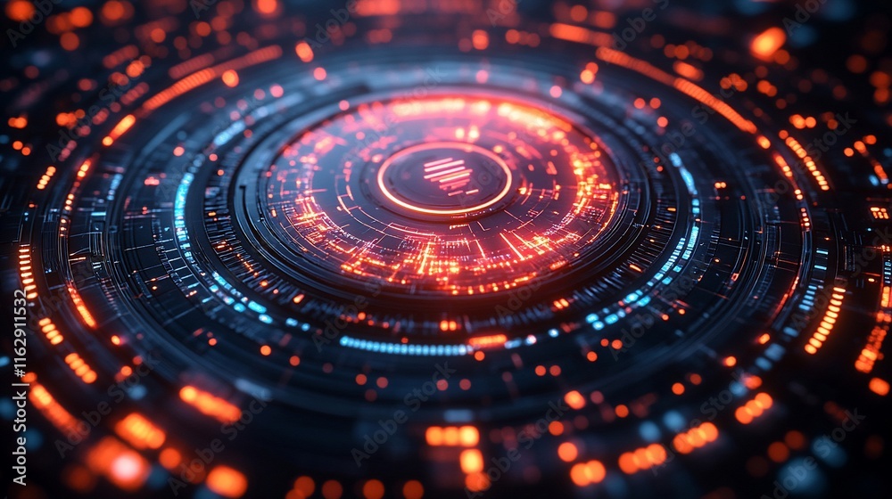 Abstract Futuristic Technology Interface: Glowing Circular Design Abstract Futuristic Technology Interface: Glowing Circular Design