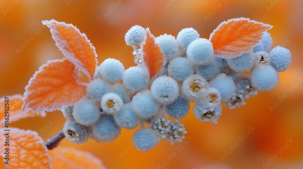 Frozen Berries and Autumn Leaves Display a Stunning Winter Scene Frozen Berries and Autumn Leaves Display a Stunning Winter Scene