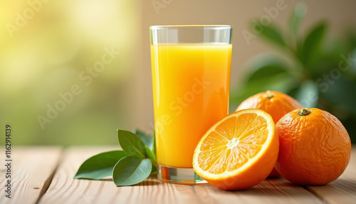 Fresh Orange Juice and Fruits - A Healthy and Delicious Start to the Day photo