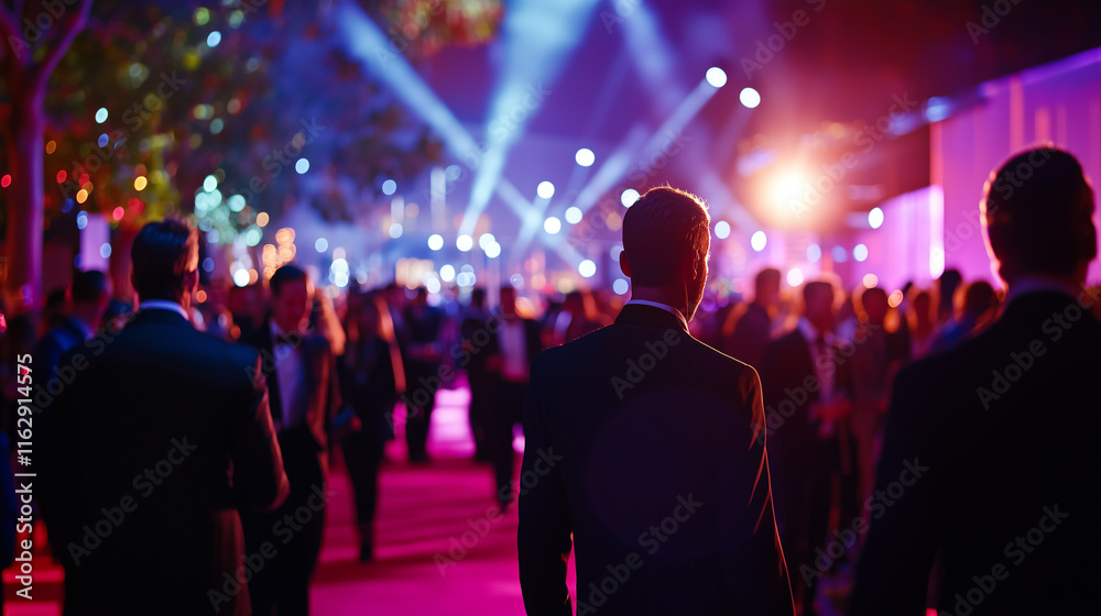 Naklejka premium Glamorous Red Carpet Event with Celebrities at Night