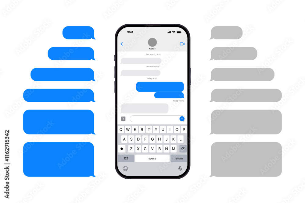 Smart Phone chatting sms template bubbles. Smartphone chatting bubbles. Dialogue bubbles. Chat icon message symbol, transparent background