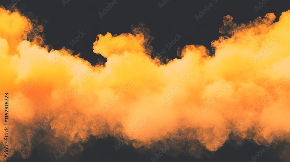 Naklejka premium A vibrant display of orange and yellow smoke against a dark background.