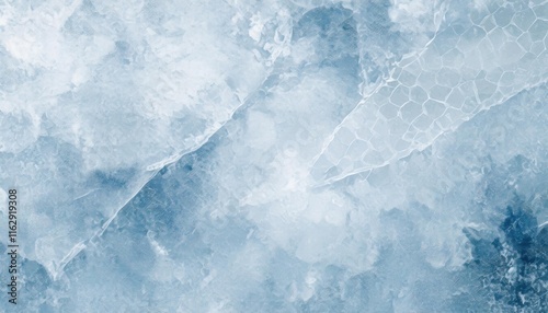 A close-up view of icy textures in various shades of blue, creating a frozen and serene visual effect.