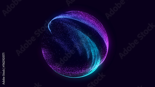 Abstract technology sphere with connecting dots, lines and triangles. Digital abstract network structure. 3D rendering.