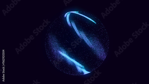 Abstract technology sphere with connecting dots, lines and triangles. Digital abstract network structure. 3D rendering.