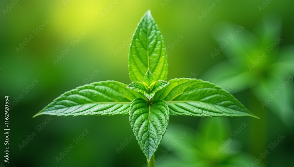 Closeup of Vibrant Mint Leaves Closeup of Vibrant Mint Leaves