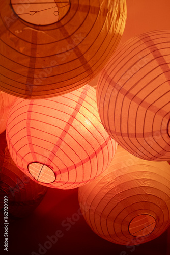Decorative Paper Lanterns Hanging Indoors
