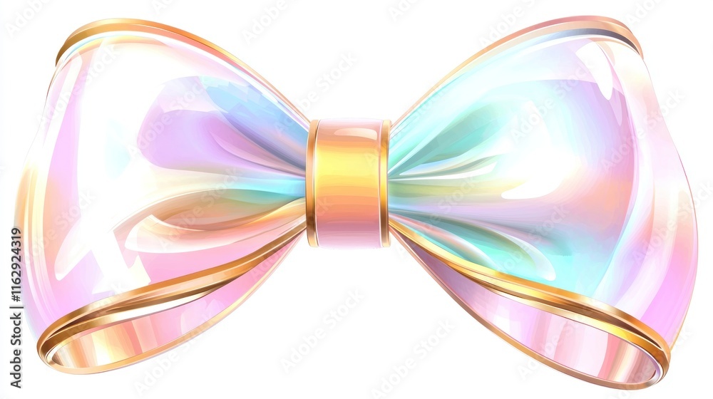 A glossy, pastel-colored bow with golden accents. A glossy, pastel-colored bow with golden accents.