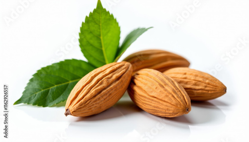 Almonds with Leaves - Healthy Snack photo