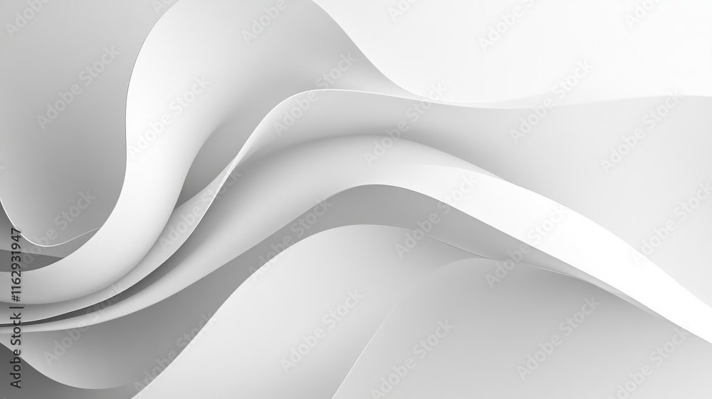 Abstract white paper waves create a smooth, flowing texture, emphasizing simplicity and elegance.
